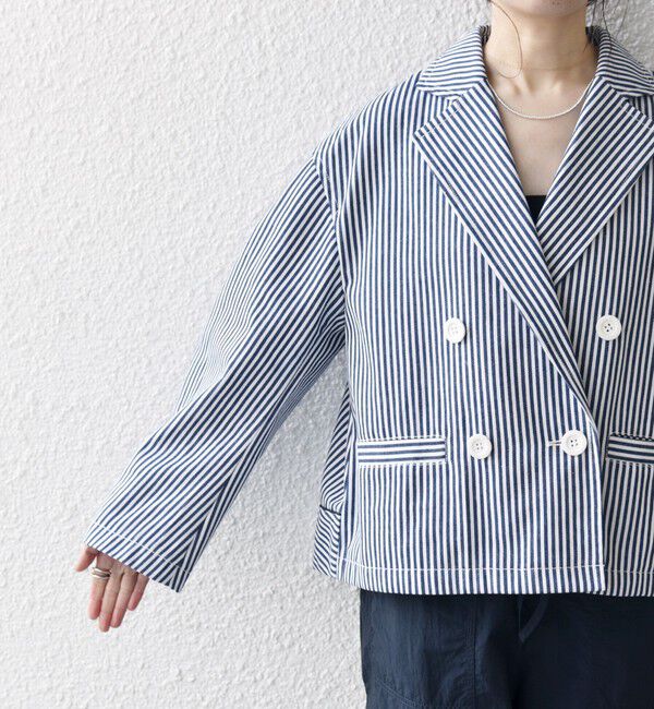 SHIPS any「SHIPS any:〈洗濯機可能〉ヒッコリー ショート テーラード ジャケット」|テーラードジャケット|