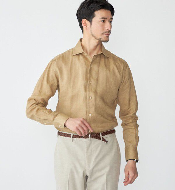 SHIPS「SHIPS: ウォッシュド リネン ソリッド シャツ」|シャツ・ブラウス|ベージュ系