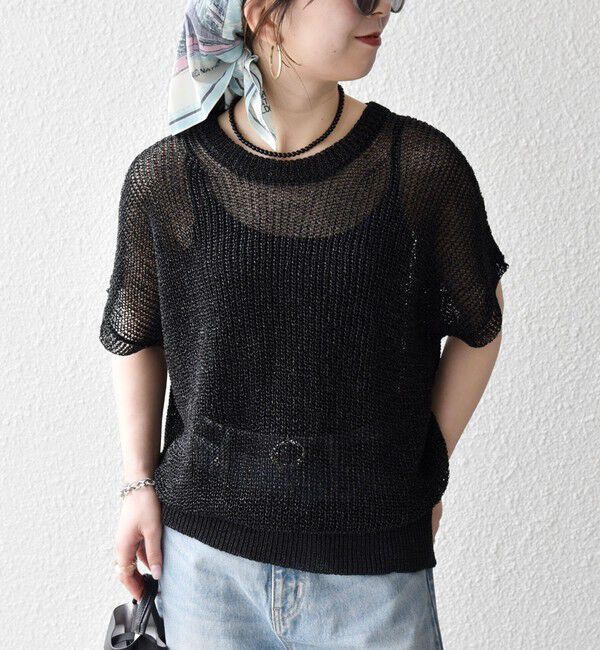 SHIPS any「《予約》SHIPS any:〈手洗い可能〉ギマ  ワイド フレンチ シアー ニット プルオーバー」|ニット・セーター|