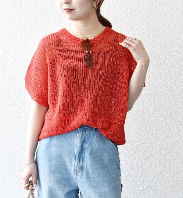 SHIPS any「《予約》SHIPS any:〈手洗い可能〉ギマ  ワイド フレンチ シアー ニット プルオーバー」|ニット・セーター|