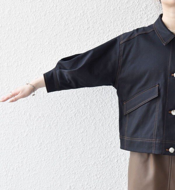 SHIPS any「SHIPS any:〈洗濯機可能〉チノ ステッチ ショート シャツ ジャケット」|ブルゾン・スタジャン|