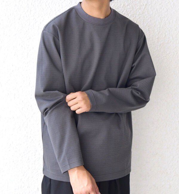 SHIPS any「SHIPS any: デザインリブ ハイゲージ ポンチ マイクロ ボーダー Tシャツ (ロンT)◇」|Tシャツ・カットソー|