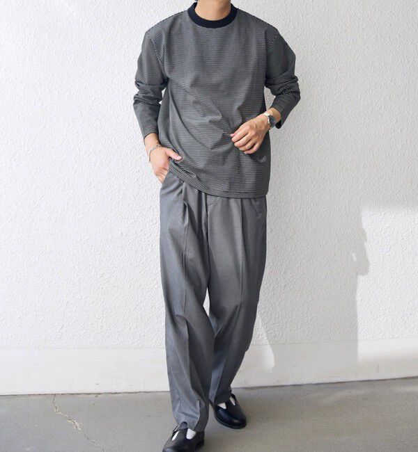 SHIPS any「SHIPS any: デザインリブ ハイゲージ ポンチ マイクロ ボーダー Tシャツ (ロンT)◇」|Tシャツ・カットソー|