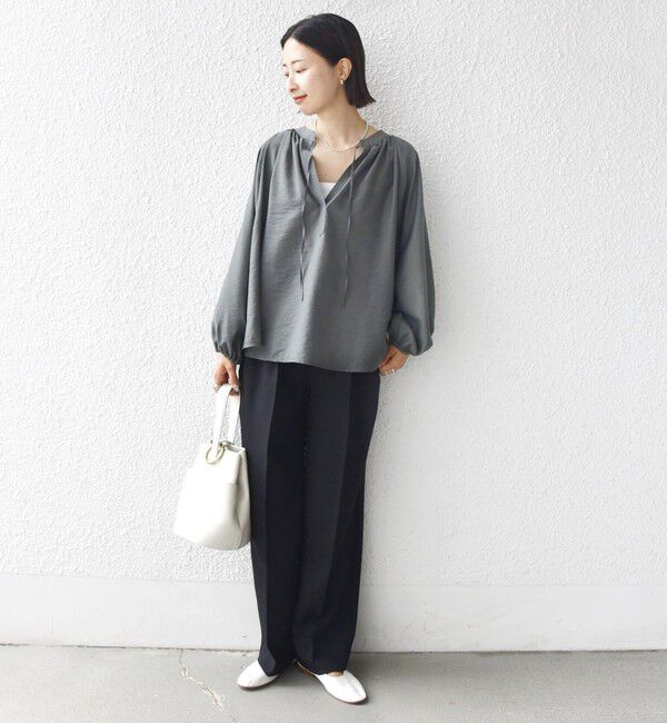 SHIPS for women「〈手洗い可能〉シアー タンブラー デザイン ギャザー ブラウス」|シャツ・ブラウス|