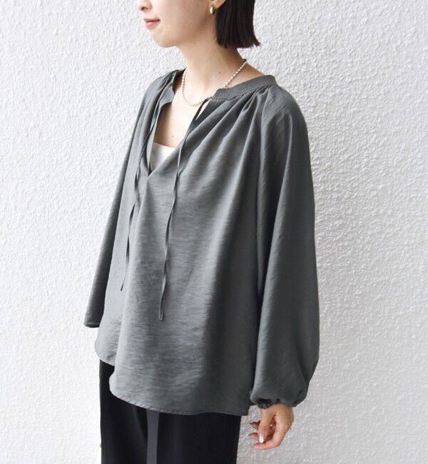 SHIPS for women「〈手洗い可能〉シアー タンブラー デザイン ギャザー ブラウス」|シャツ・ブラウス|