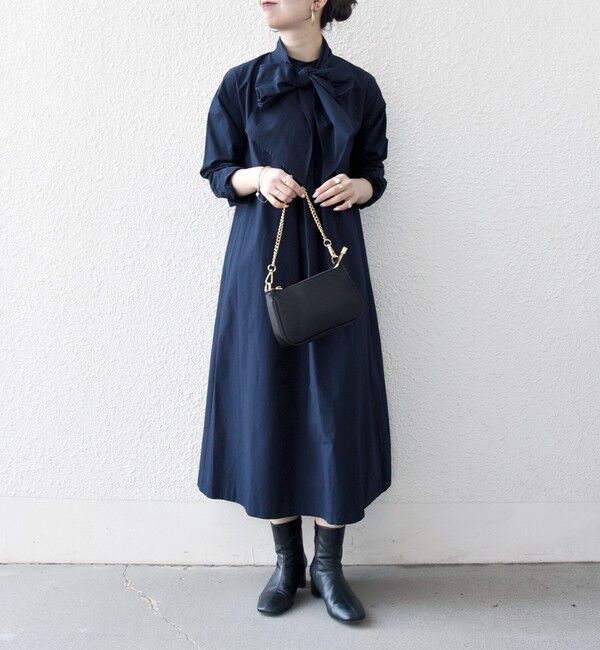 SHIPS any「SHIPS any:〈洗濯機可能〉タイプライター ボウタイ リボン シャツ ワンピース」|ワンピース|