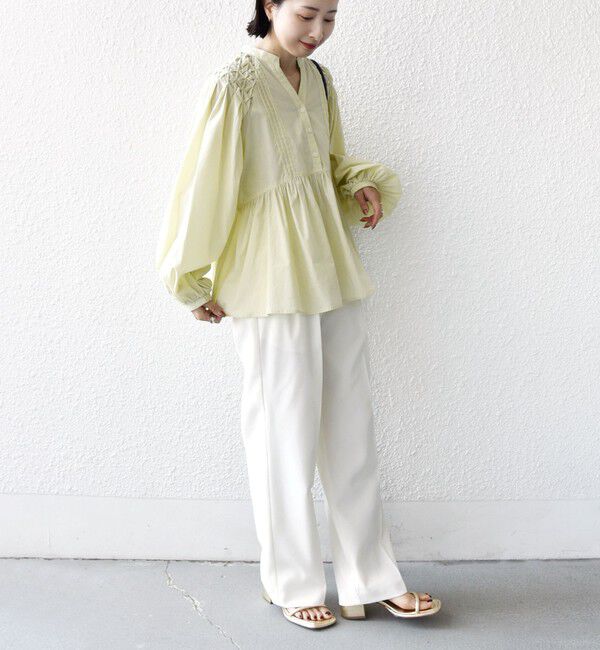 SHIPS for women「【WEB限定】〈手洗い可能〉ショルダー 刺繍 タック ブラウス」|シャツ・ブラウス|