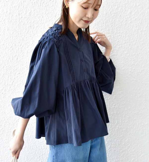 SHIPS for women「【WEB限定】〈手洗い可能〉ショルダー 刺繍 タック ブラウス」|シャツ・ブラウス|