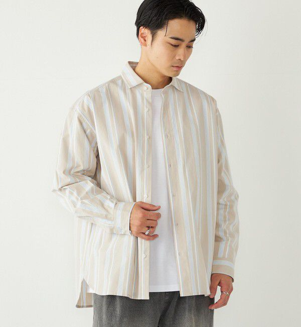 SHIPS Colors 「SHIPS Colors:ストライプ リラックスフィット シャツ◇」|シャツ・ブラウス|ベージュ