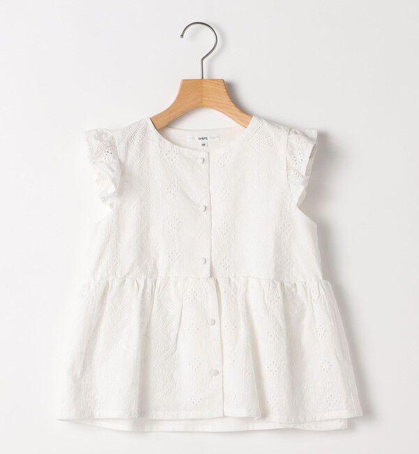 SHIPS KIDS「SHIPS KIDS:100～130cm / レース エンブロイダリー ペプラム ブラウス」|シャツ・ブラウス|