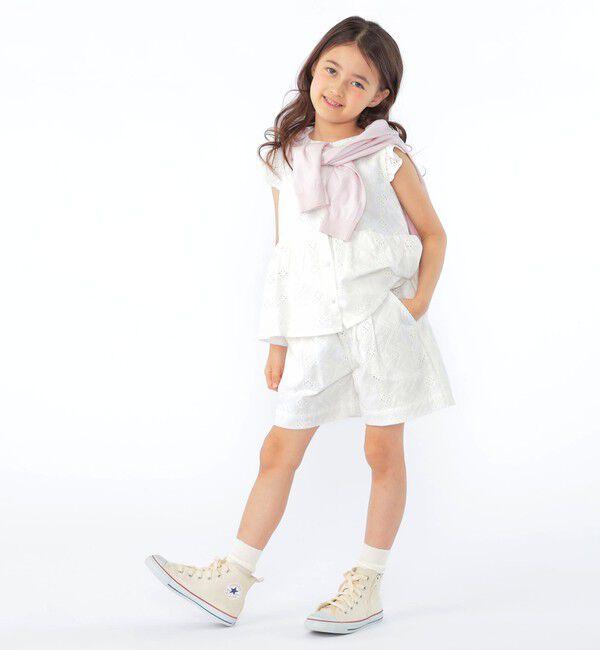 SHIPS KIDS「SHIPS KIDS:100～130cm / レース エンブロイダリー ペプラム ブラウス」|シャツ・ブラウス|