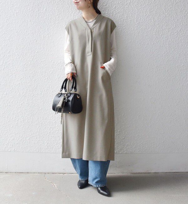 SHIPS any「SHIPS any:〈洗濯機可能〉シャーク Vネック Iライン ロング ワンピース」|ワンピース|