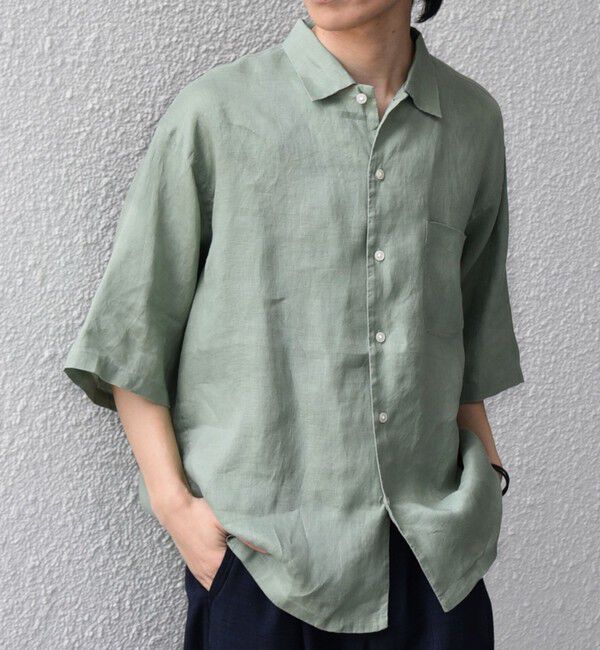 SHIPS any「SHIPS any:〈洗濯機可能〉ピュアリネン リラックス オープンカラー シャツ◆」|シャツ・ブラウス|