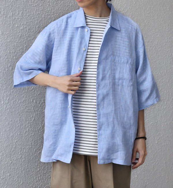 SHIPS any「SHIPS any:〈洗濯機可能〉ピュアリネン リラックス オープンカラー シャツ◆」|シャツ・ブラウス|