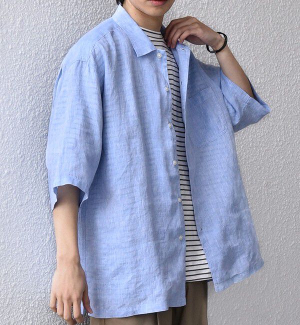 SHIPS any「SHIPS any:〈洗濯機可能〉ピュアリネン リラックス オープンカラー シャツ◆」|シャツ・ブラウス|