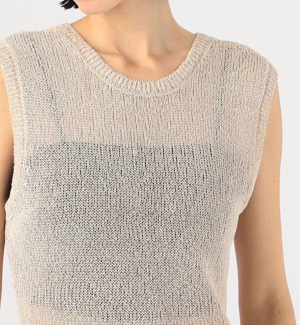 DES PRES「バイカラーコードヤーン バックスリットノースリーブプルオーバー」|ニット・セーター|