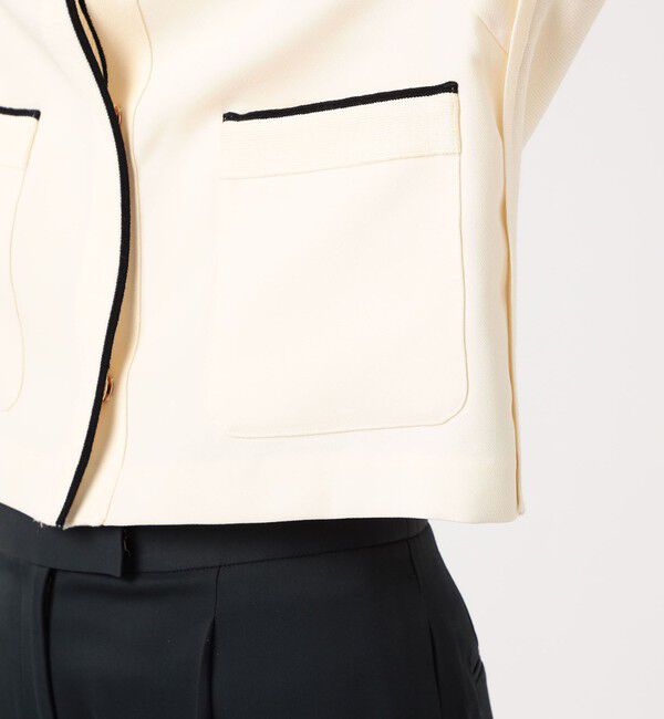 Ballsey「ニットコンビダブルクロス クルーネックジャケット」|ノーカラージャケット|