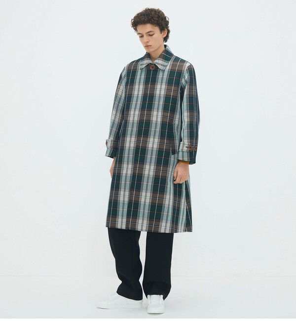 CABaN「ポリエステル ビッグチェックジャカード ステンカラーコート」|ステンカラーコート|