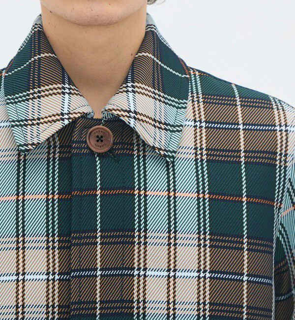 CABaN「ポリエステル ビッグチェックジャカード ステンカラーコート」|ステンカラーコート|