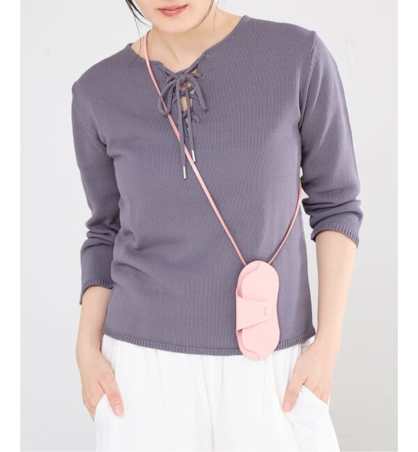 IENA「レースアップ プルオーバー」|ニット・セーター|グレーA