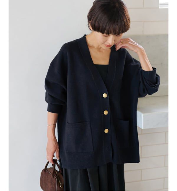 JOURNAL STANDARD relume「《追加3 / 新色》コットンカシミヤミックスダブルニットVネックカーディガン」|カーディガン|ネイビー