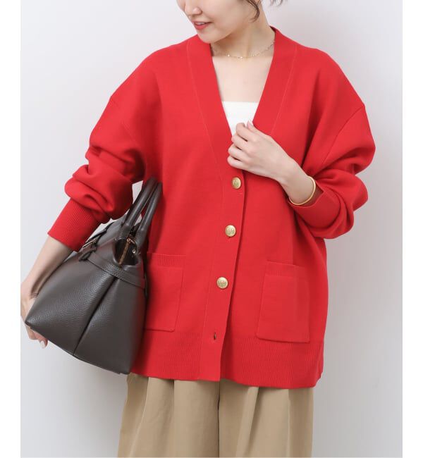 JOURNAL STANDARD relume「《追加3 / 新色》コットンカシミヤミックスダブルニットVネックカーディガン」|カーディガン|レッド