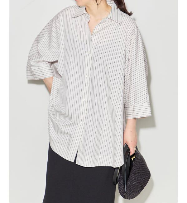 journal standard L'essage「《予約》ポプリンストライプ/無地ラウンドシャツ」|シャツ・ブラウス|