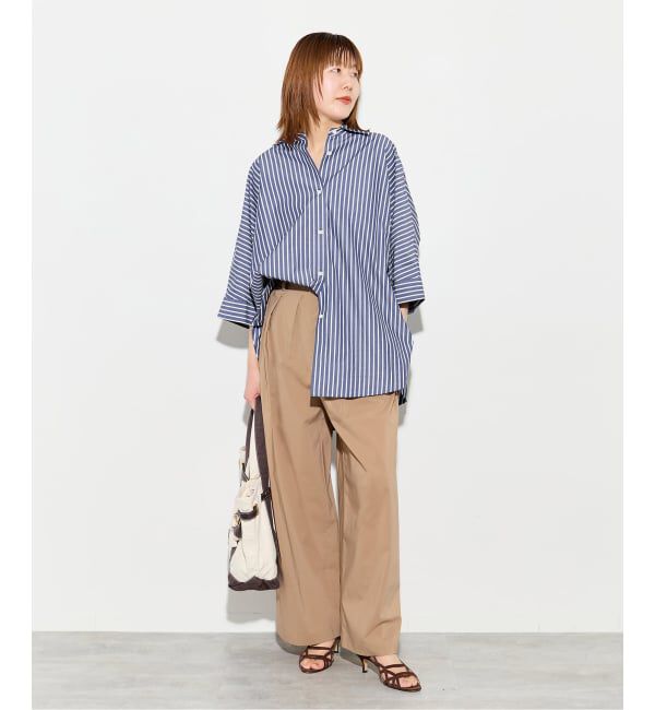 journal standard L'essage「《予約》ポプリンストライプ/無地ラウンドシャツ」|シャツ・ブラウス|