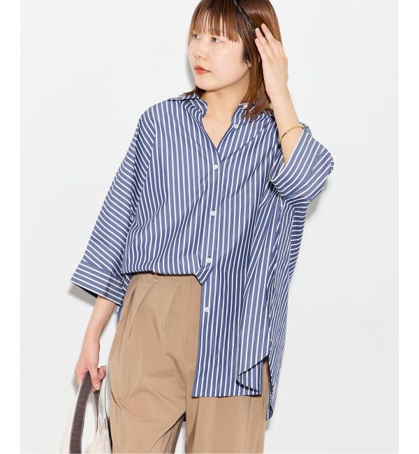journal standard L'essage「《予約》ポプリンストライプ/無地ラウンドシャツ」|シャツ・ブラウス|