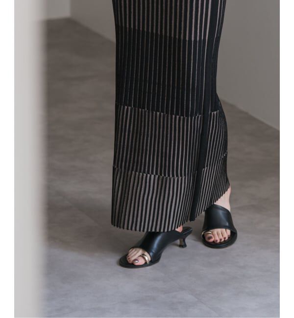 NOBLE「《追加》【洗える】ランダムバイカラーリブニットスカート」|スカート|