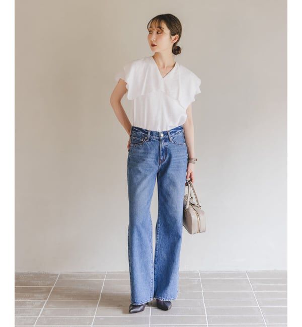 NOBLE「《WEB限定追加予約》ファジーリネンスクエアケープブラウス」|シャツ・ブラウス|