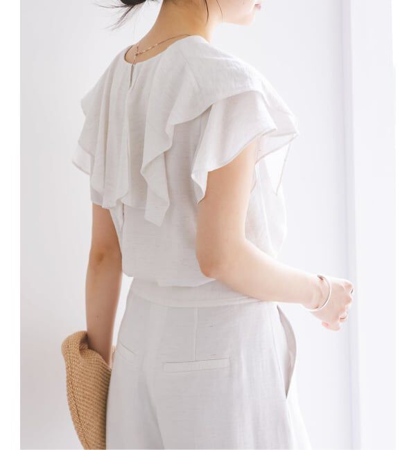 NOBLE「《WEB限定追加予約》ファジーリネンスクエアケープブラウス」|シャツ・ブラウス|
