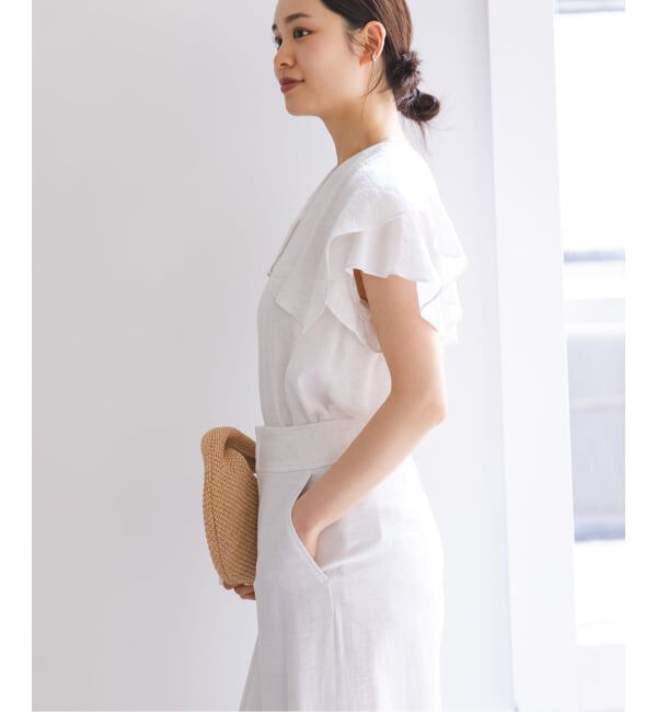 NOBLE「《WEB限定追加予約》ファジーリネンスクエアケープブラウス」|シャツ・ブラウス|