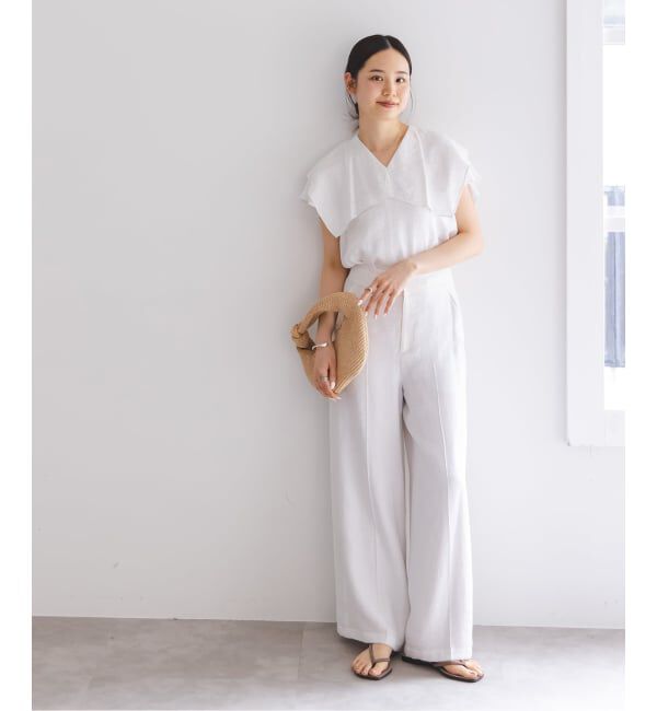 NOBLE「《WEB限定追加予約》ファジーリネンスクエアケープブラウス」|シャツ・ブラウス|