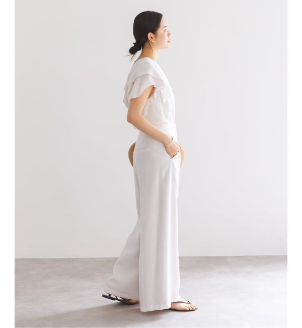 NOBLE「《WEB限定追加予約》ファジーリネンスクエアケープブラウス」|シャツ・ブラウス|