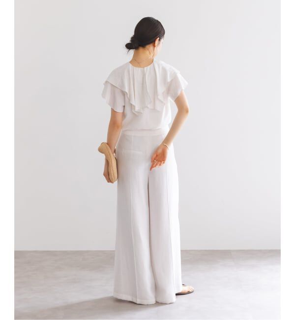 NOBLE「《WEB限定追加予約》ファジーリネンスクエアケープブラウス」|シャツ・ブラウス|