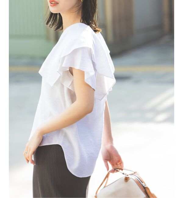 NOBLE「《WEB限定追加予約》ファジーリネンスクエアケープブラウス」|シャツ・ブラウス|