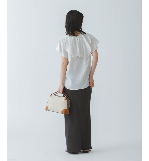 NOBLE「《WEB限定追加予約》ファジーリネンスクエアケープブラウス」|シャツ・ブラウス|