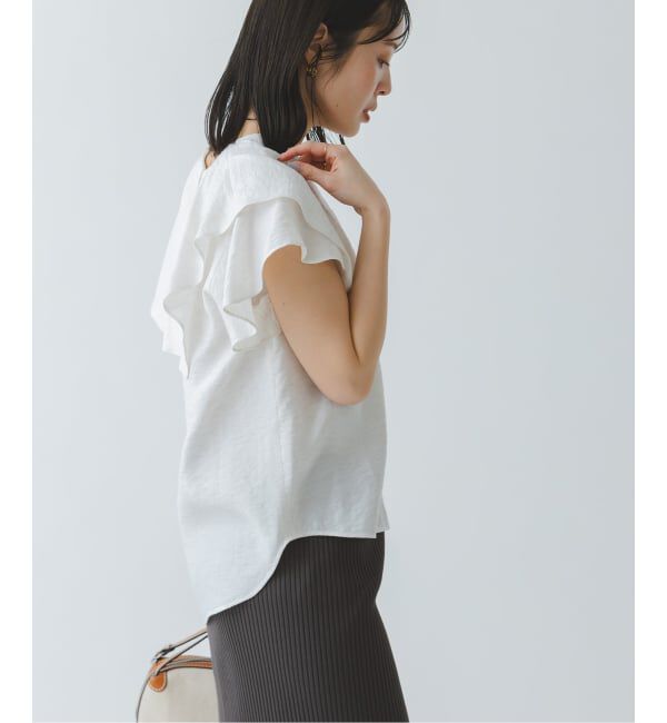 NOBLE「《WEB限定追加予約》ファジーリネンスクエアケープブラウス」|シャツ・ブラウス|