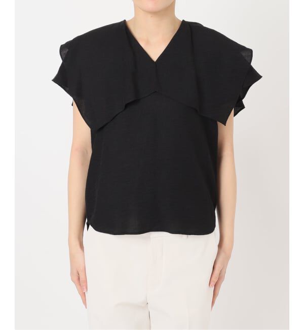 NOBLE「《WEB限定追加予約》ファジーリネンスクエアケープブラウス」|シャツ・ブラウス|