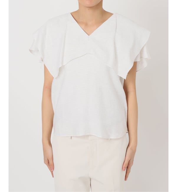 NOBLE「《WEB限定追加予約》ファジーリネンスクエアケープブラウス」|シャツ・ブラウス|