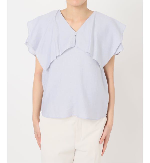 NOBLE「《WEB限定追加予約》ファジーリネンスクエアケープブラウス」|シャツ・ブラウス|