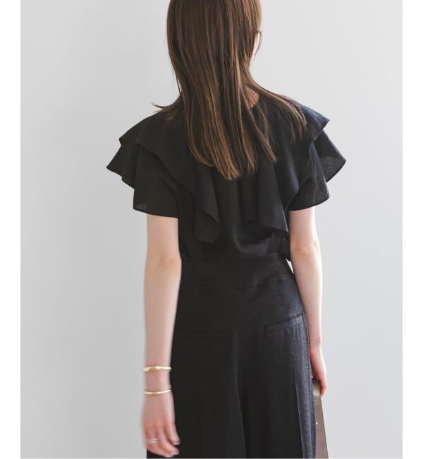 NOBLE「《WEB限定追加予約》ファジーリネンスクエアケープブラウス」|シャツ・ブラウス|