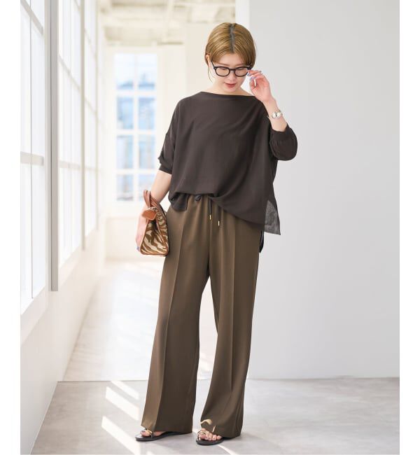 Spick and Span「《接触冷感 / 予約》ICE FINE 5分袖ボートネックニット」|ニット・セーター|