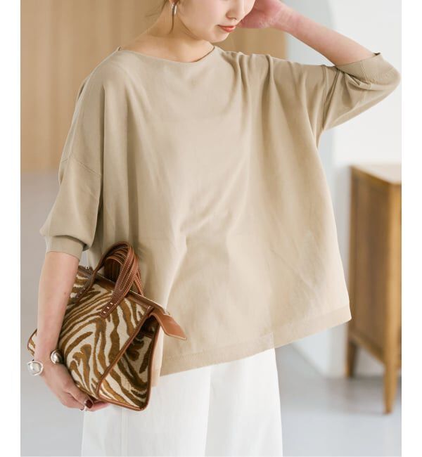 Spick and Span「《接触冷感 / 予約》ICE FINE 5分袖ボートネックニット」|ニット・セーター|