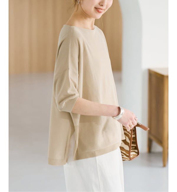Spick and Span「《接触冷感 / 予約》ICE FINE 5分袖ボートネックニット」|ニット・セーター|