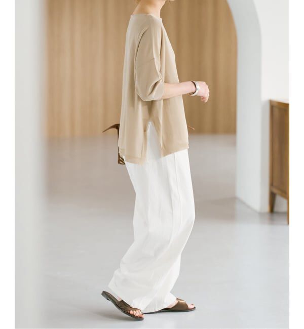 Spick and Span「《接触冷感 / 予約》ICE FINE 5分袖ボートネックニット」|ニット・セーター|