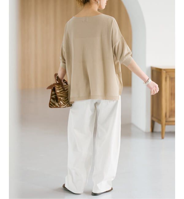 Spick and Span「《接触冷感 / 予約》ICE FINE 5分袖ボートネックニット」|ニット・セーター|