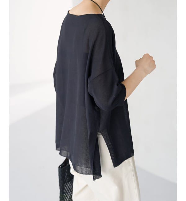 Spick and Span「《接触冷感 / 予約》ICE FINE 5分袖ボートネックニット」|ニット・セーター|