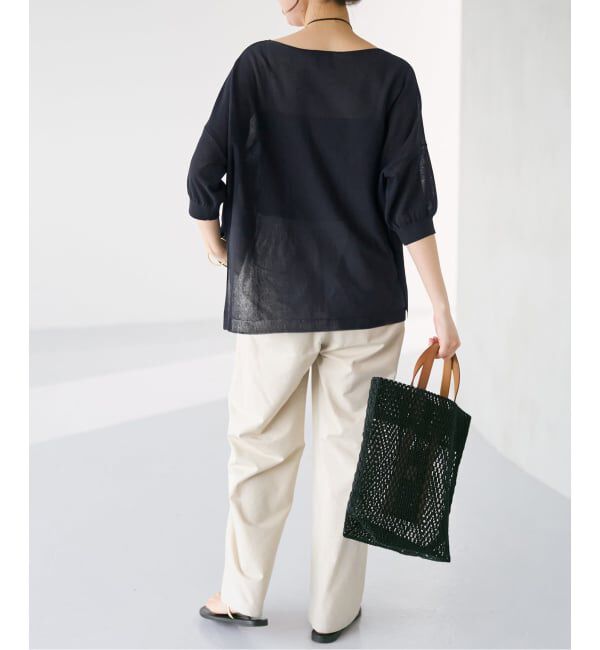 Spick and Span「《接触冷感 / 予約》ICE FINE 5分袖ボートネックニット」|ニット・セーター|